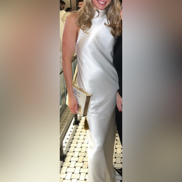 Brandon Maxwell open-back silk charmeuse halter neck gown. - Picture 4 of 9